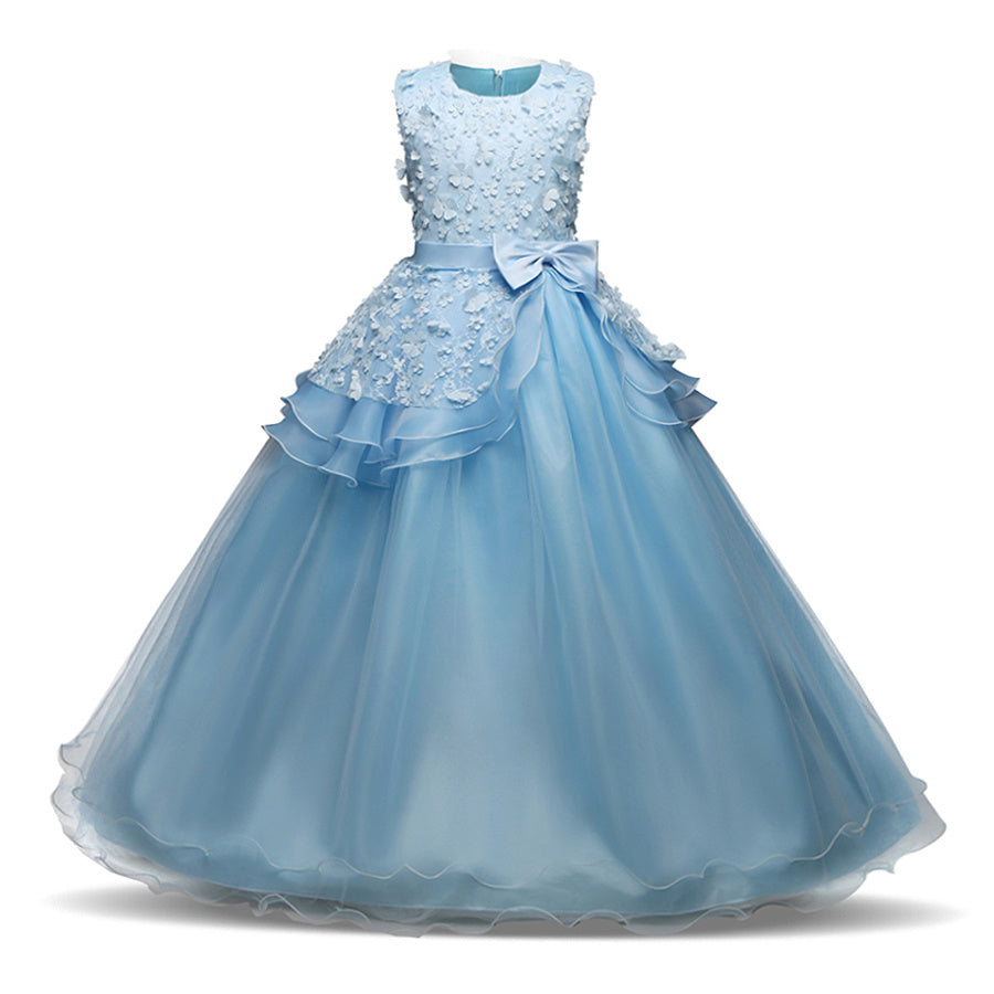 Children's trailing party dress lace skirt - KuzuSHOP