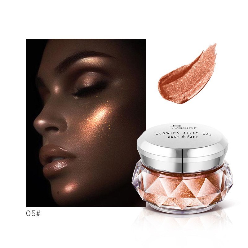 Face Highlighter Jelly Gel Mermaid Eyeshadow Glow Body Glitter Festival Makeup Iluminador Gold Liquid Highlighter Bronzer - KuzuSHOP