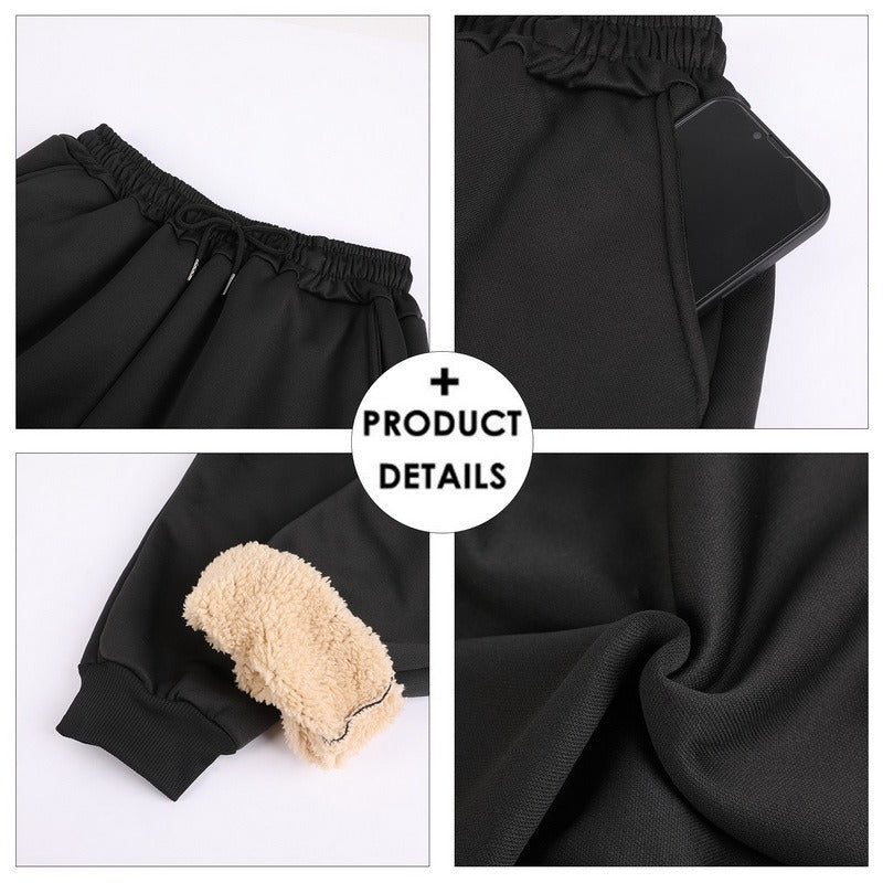 Autumn Winter Pants Men Women Trousers Warm Fleece Drawstring Pants M-5XL - KuzuSHOP