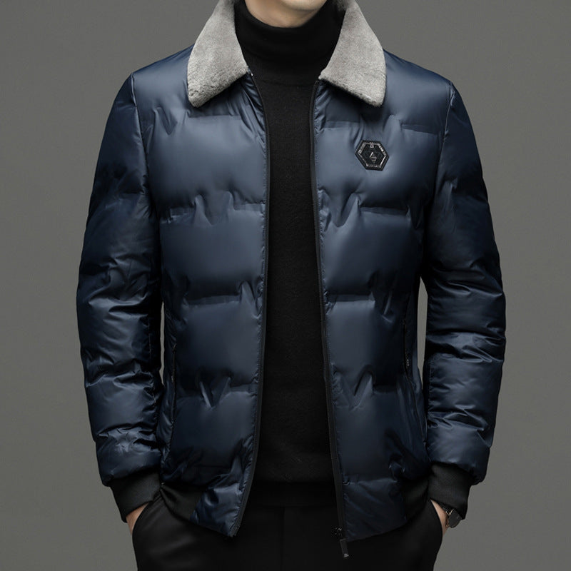 Men's Cotton-padded Jacket Winter Fur Collar Coat Men's Casual Jacket - KuzuSHOP