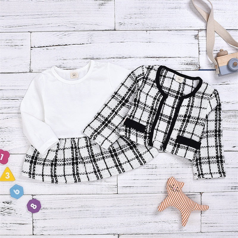 Long-sleeved Dresses Two-piece Children's Baby Small Incense Wind Suit - KuzuSHOP