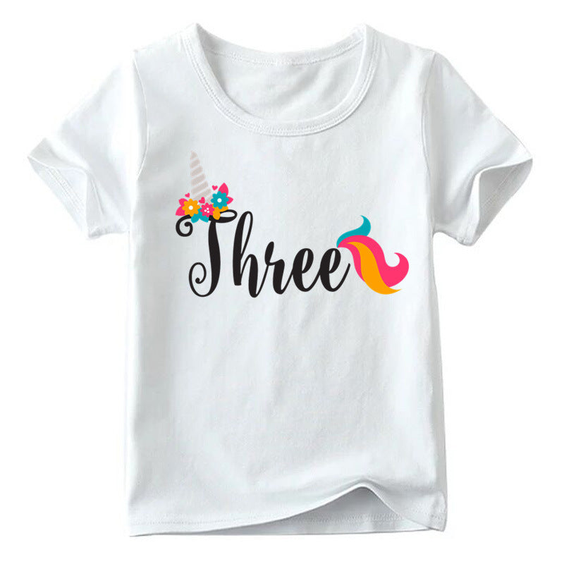 Children's Birthday Digital Printed Short-sleeved T-shirt - KuzuSHOP