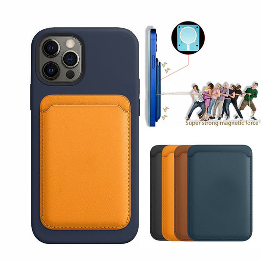 For Magsafe Magnetic Luxury Leather Card Holder Wallet Case For 14 Pro Max 13 12 Phone Bag Adsorption Accessories Cover - KuzuSHOP