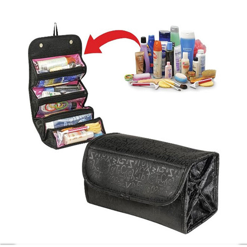 Cosmetic Bag Makeup Tools Bag Fashion Female Makeup Hanging Loop Women Toiletries Case Jewelry Organizer Zipped Compartment - KuzuSHOP