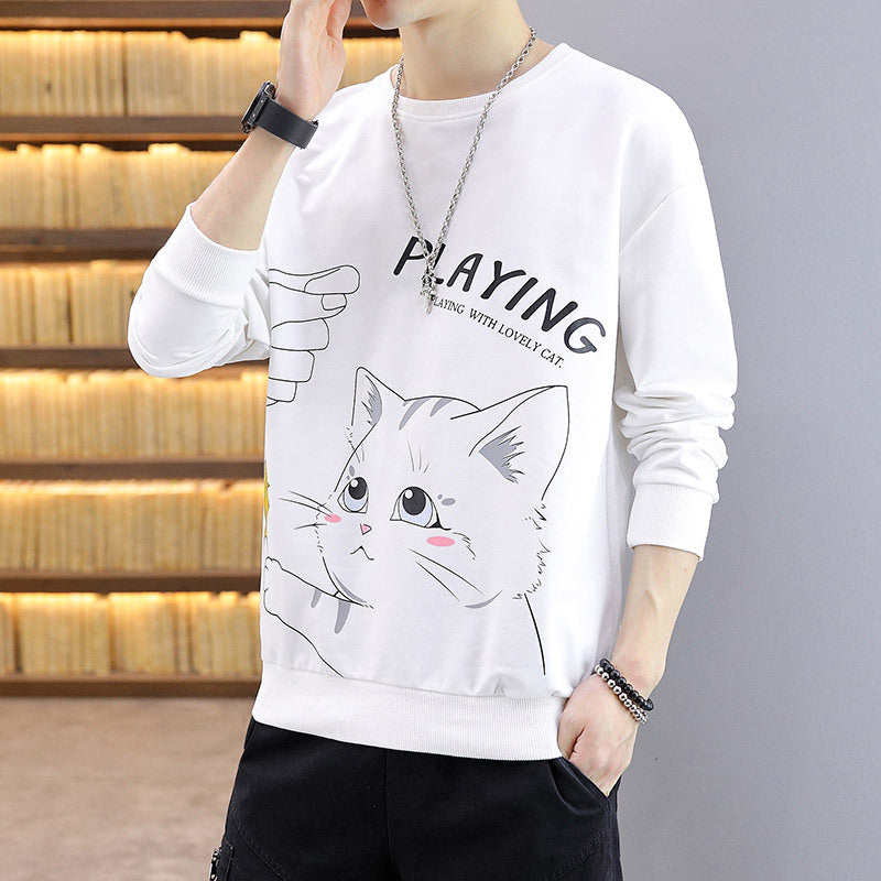 Round Neck Cartoon Printed Sweater Clothes Shirt - KuzuSHOP