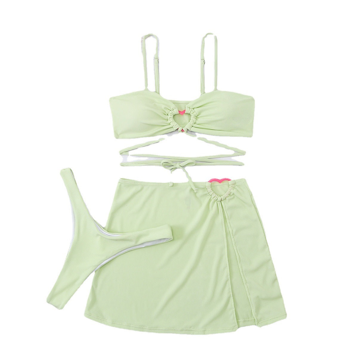Three-piece Bikini Swimsuit Women's Lace Heart - KuzuSHOP