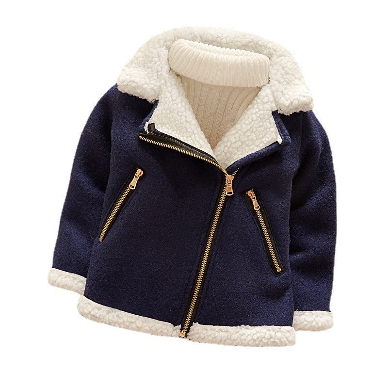 Children's Thickened Fleece Wool Top Lamb Wool Coat - KuzuSHOP