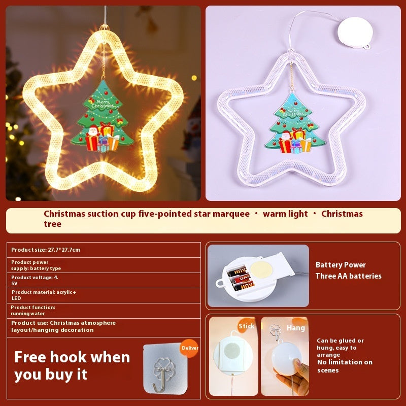 Christmas Pendant Decoration Christmas Atmosphere Led Lights Led Christmas Star Light Decoration For Window Door For Holiday - KuzuSHOP