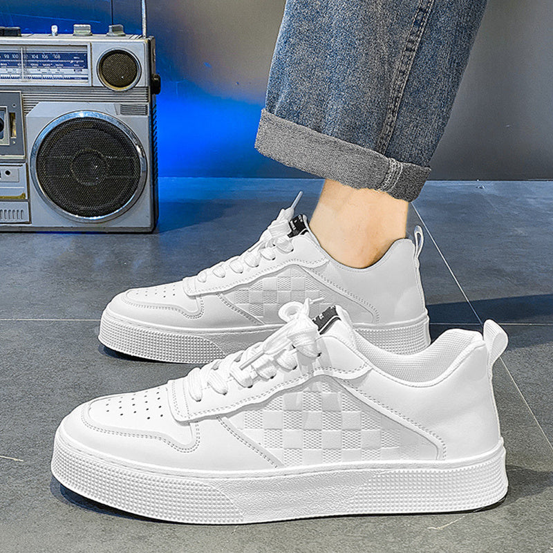 Casual Lace-up Sneakers Men Fashion Breathable Plaid Flats Shoes - KuzuSHOP
