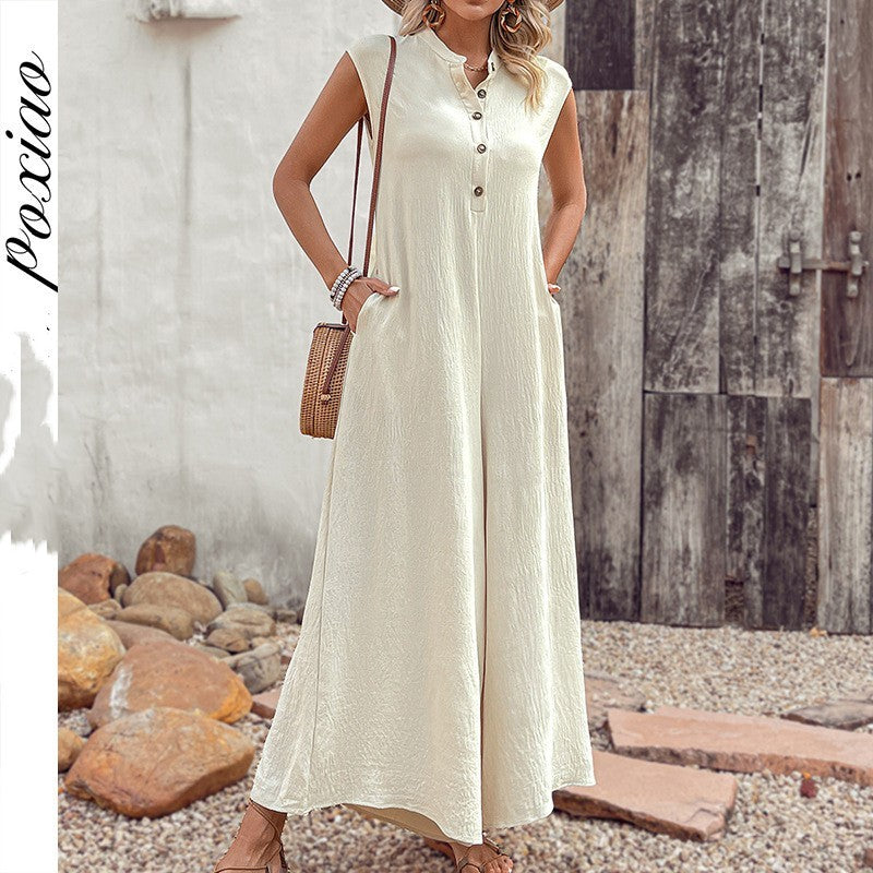 Women's Versatile Casual Solid Color Jumpsuit - KuzuSHOP
