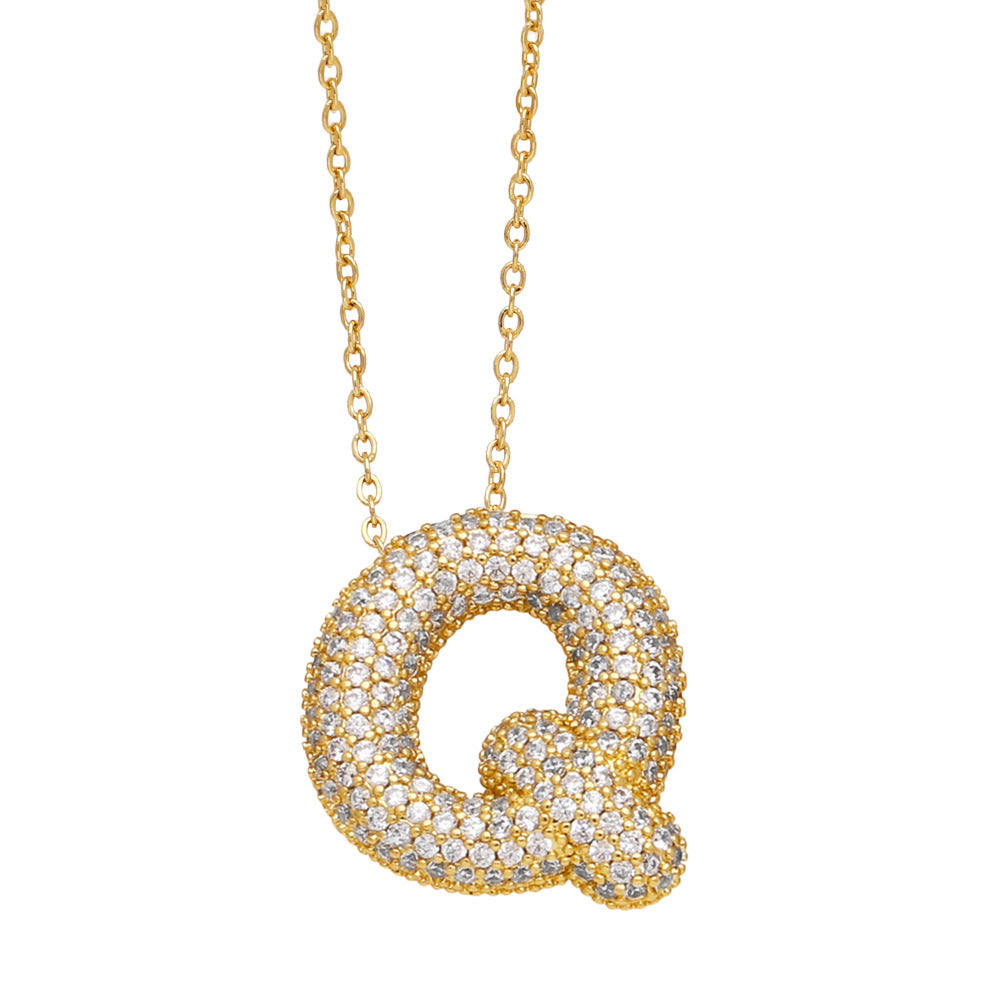 26 English Letter Necklace For Women Inlaid Zircon - KuzuSHOP