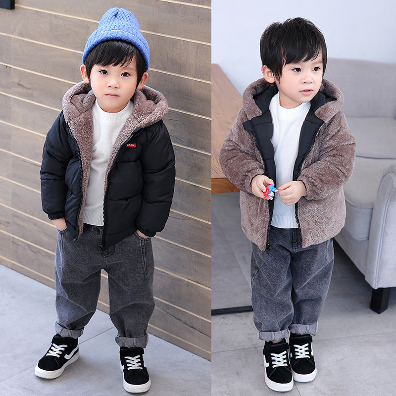 Boy's Cotton-padded Winter Jacket, Children's Cotton-padded Jacket, Double-sided Wear - KuzuSHOP