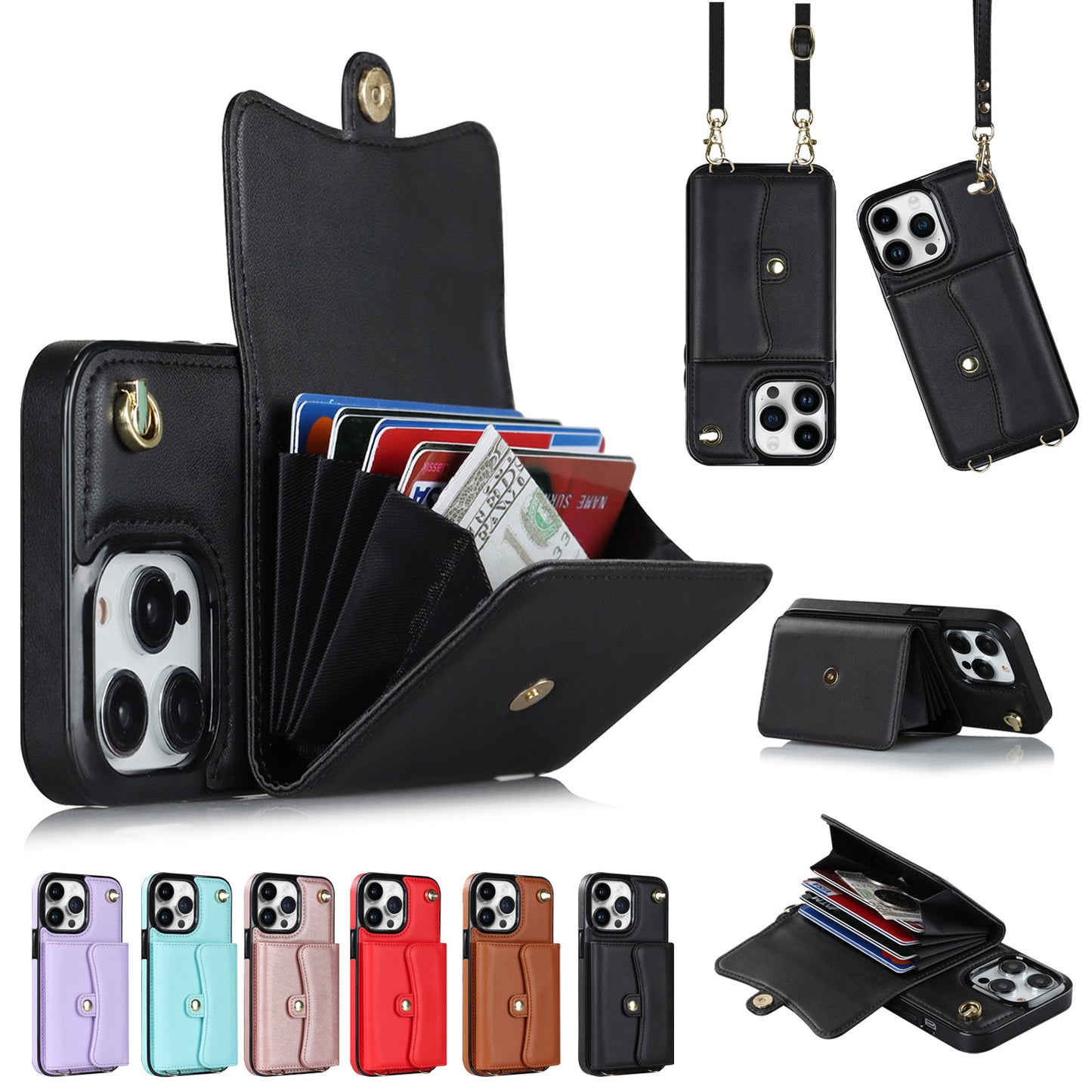 Crossbody Card Holder Phone Case Multi-function Card Holder - KuzuSHOP