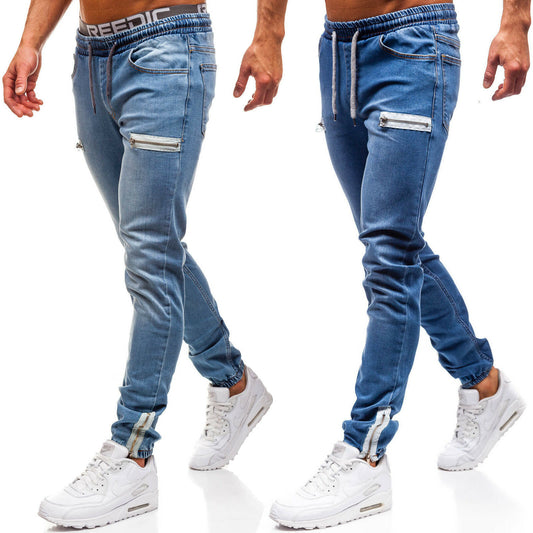 European and American men's denim fabric sports jeans - KuzuSHOP