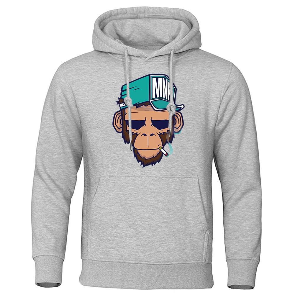 Personality Smoking Monkey Hoodie Sweatshirt Hip Hop Casual Street Hooded - KuzuSHOP