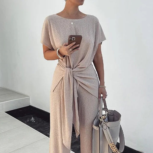 New Fashionable Knitted Pleated Lace-up Graceful And Fashionable Suit Pants - KuzuSHOP