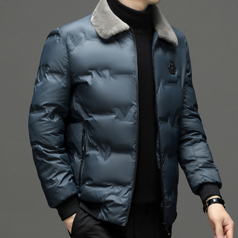 Men's Cotton-padded Jacket Winter Fur Collar Coat Men's Casual Jacket - KuzuSHOP