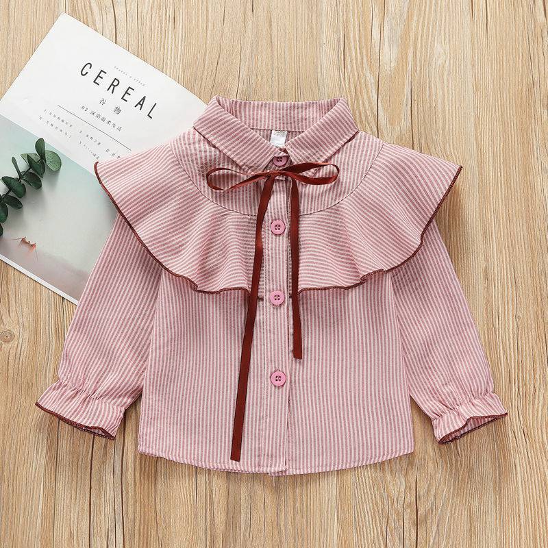 Spring And Autumn Striped Baby Lapel Shirt - KuzuSHOP