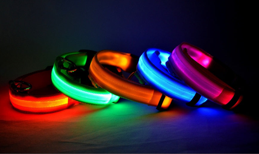 Nylon LED PetSupplies Dog Luminous Collar Night Safety Flashing Glow in Dark Dog Cat Leash Adjustable Pet z