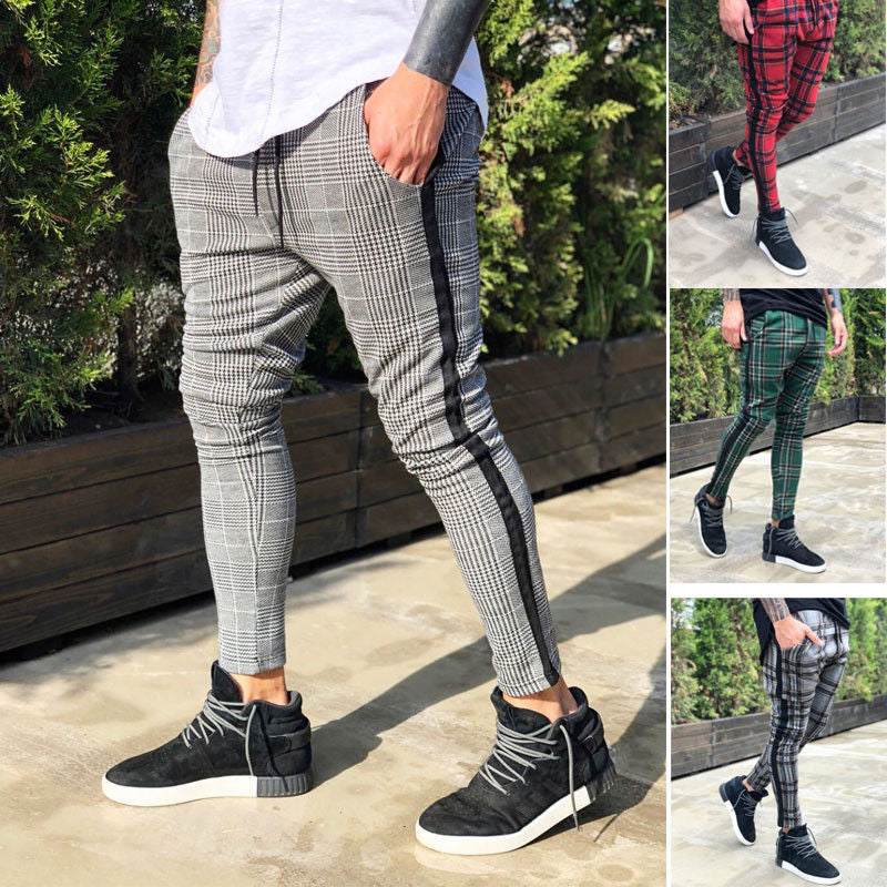 European And American Plaid Print Casual Pants Men - KuzuSHOP