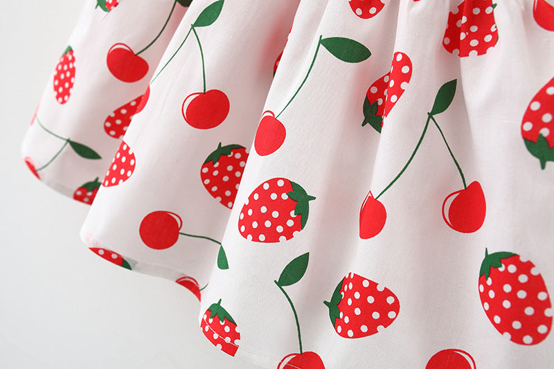 Printed Shoulder Collar Suspender Dress Western Style Sleeveless Princess Dress With Straw Hat - KuzuSHOP