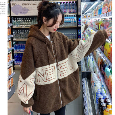 Fat MM Lazy Wind  Lamb Wool Coat Tide - KuzuSHOP