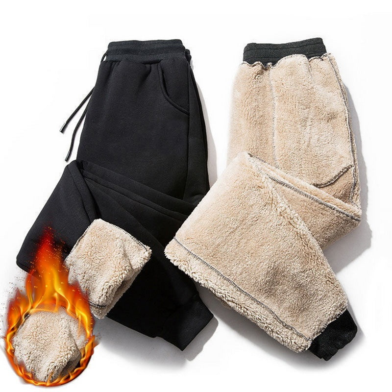 Autumn Winter Pants Men Women Trousers Warm Fleece Drawstring Pants M-5XL - KuzuSHOP