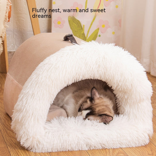 New Splice Portable Pet Nest Portable Autumn And Winter Warm Dog Nest Moisture-proof Long Fur Cat Nest Cross Border Pet Nest - KuzuSHOP