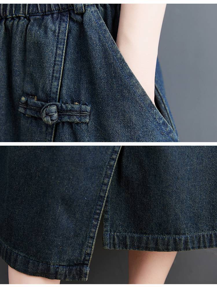 Artistic Retro Buckle Denim Skirt - KuzuSHOP