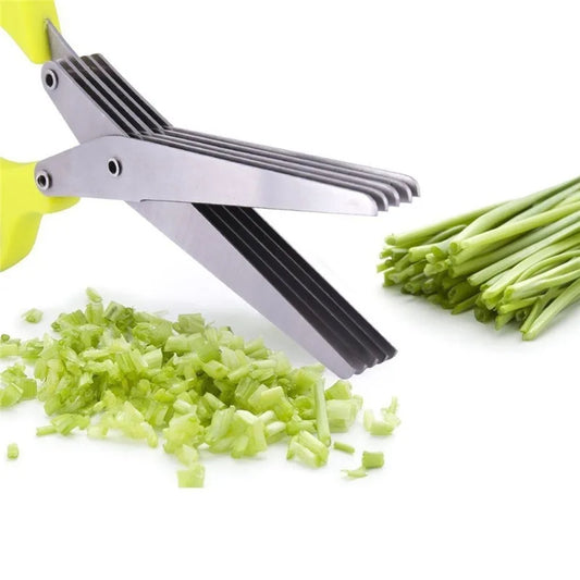 Multifunctional Multi-layer Green Onion Scissors Stainless Steel Onion Cutting Knife Herb Seaweed Spice Scissors Kitchen Scissor Kitchen Gadgets - KuzuSHOP