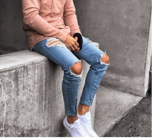 Stretchy Ripped Jeans - KuzuSHOP