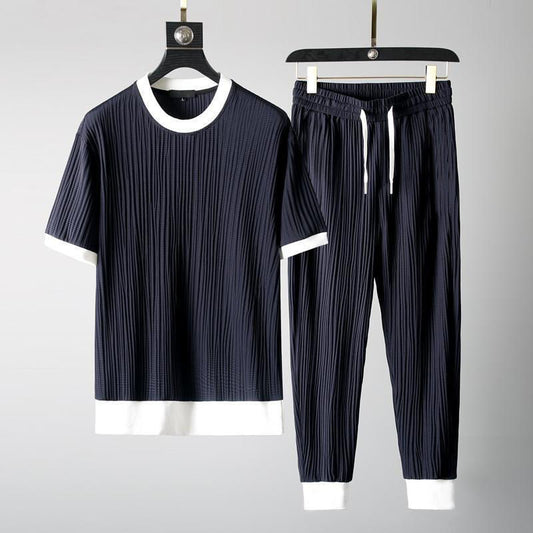 Casual Men's Round Neck Stretch Breathable Short Sleeve Sports Suit - KuzuSHOP