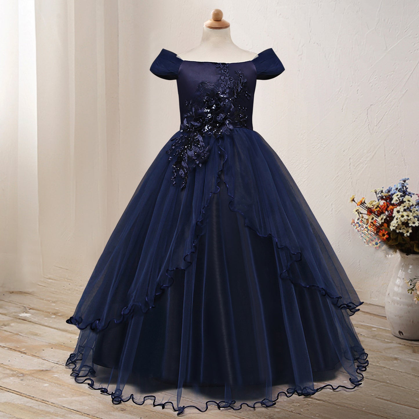 One-shoulder Princess Flower Dress Costume - KuzuSHOP