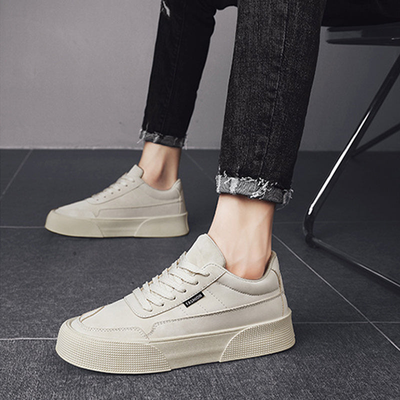 Casual Board Flat Shoes Men Breathable Thick-soled Lace-up Sneakers For Walking Running - KuzuSHOP