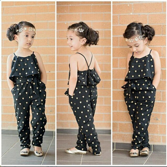 Fashion Summer Kids Girls Clothing Sets Cotton Sleeveless Polka Dot Strap Girls Jumpsuit Clothes Sets Outfits Children Suits - KuzuSHOP
