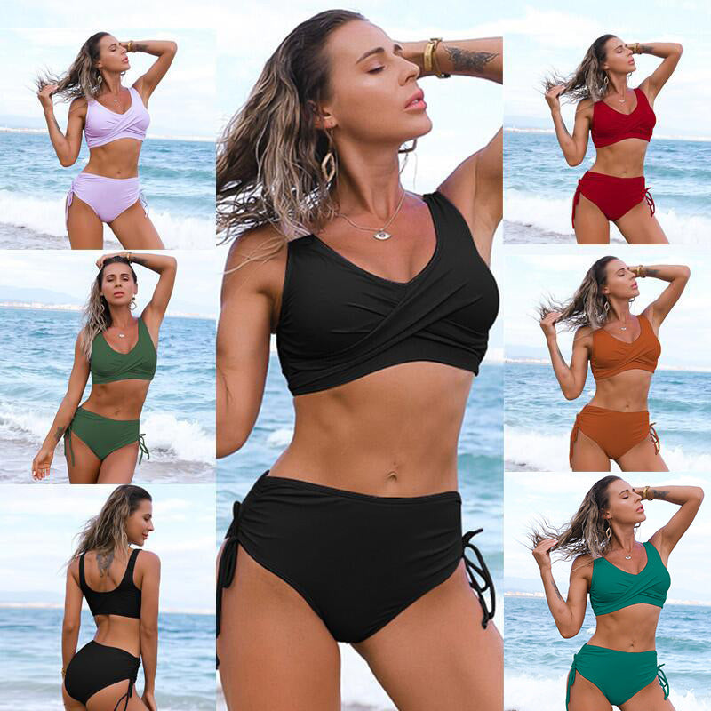 Twist Bikini Women High Waist Swimsuit Summer Beach Clothes - KuzuSHOP