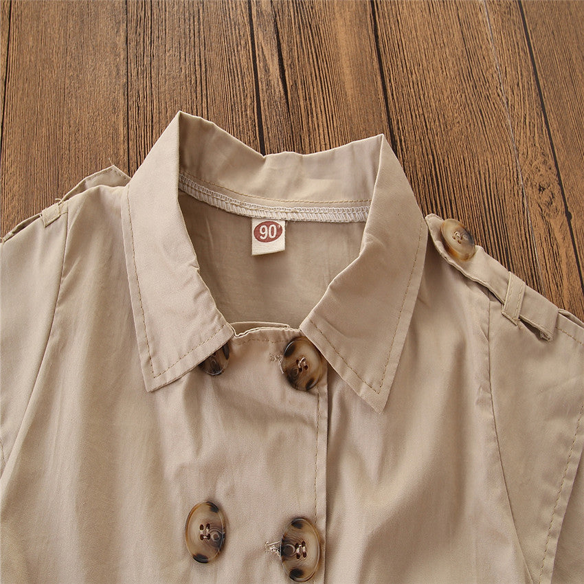 Kids Summer Clothing Beige Korean Style Children Shirt Girls' Dress Medium And Large Children's Dress Children Shirt - KuzuSHOP