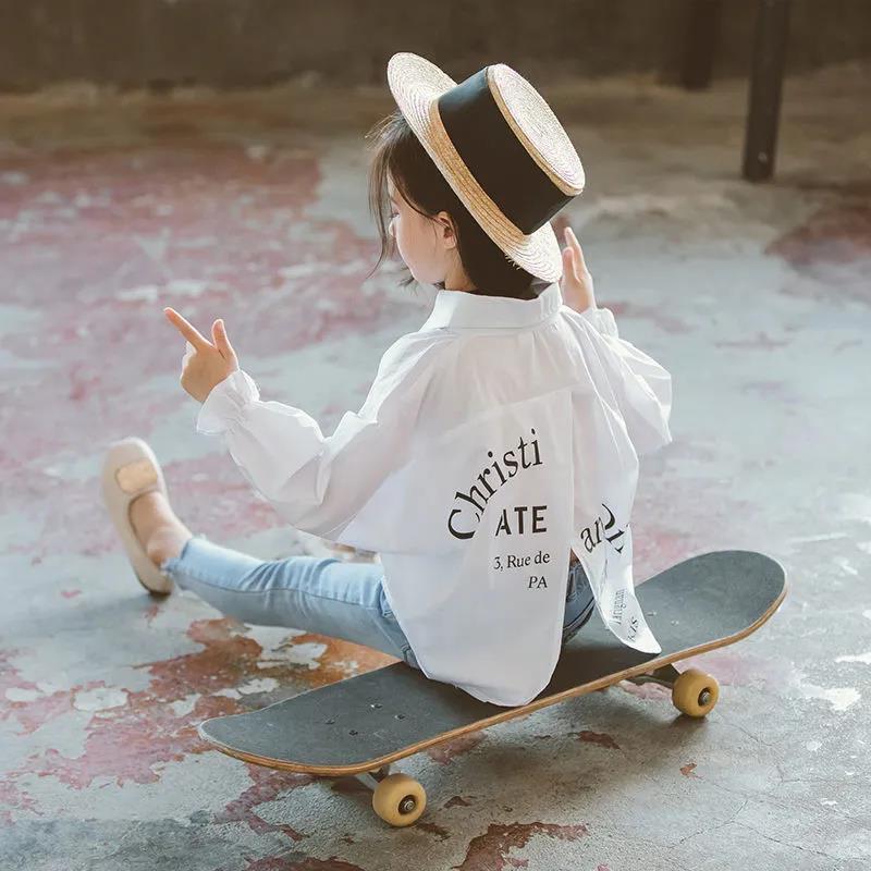 Children's Letter Loose Thin Long Sleeve Shirt - KuzuSHOP