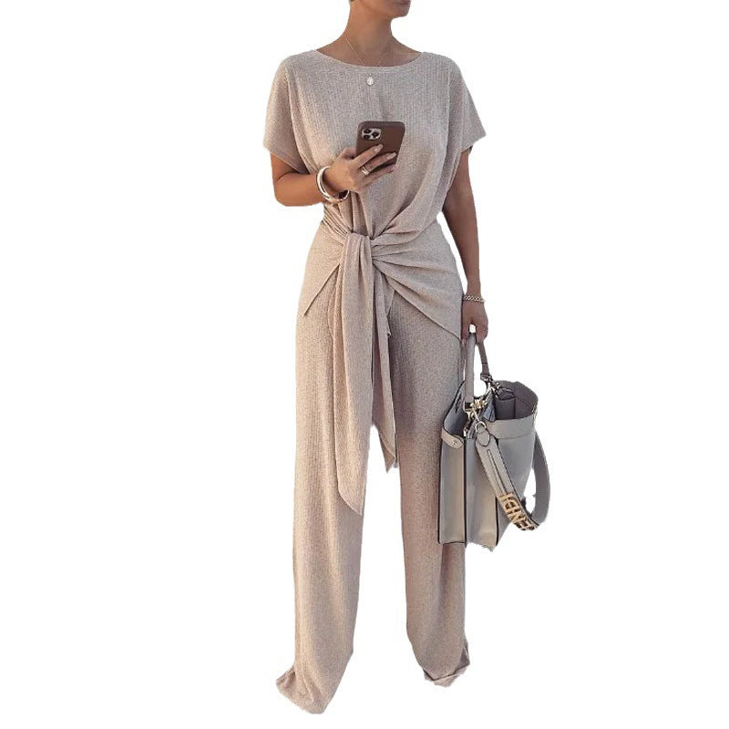 New Fashionable Knitted Pleated Lace-up Graceful And Fashionable Suit Pants - KuzuSHOP