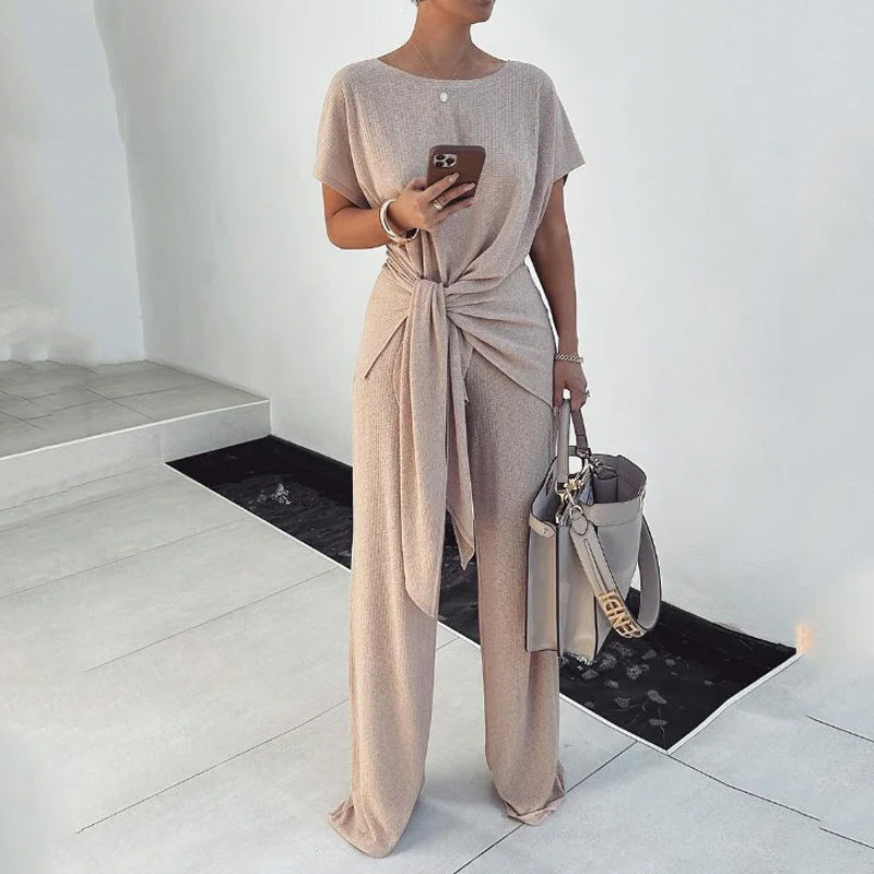 New Fashionable Knitted Pleated Lace-up Graceful And Fashionable Suit Pants - KuzuSHOP