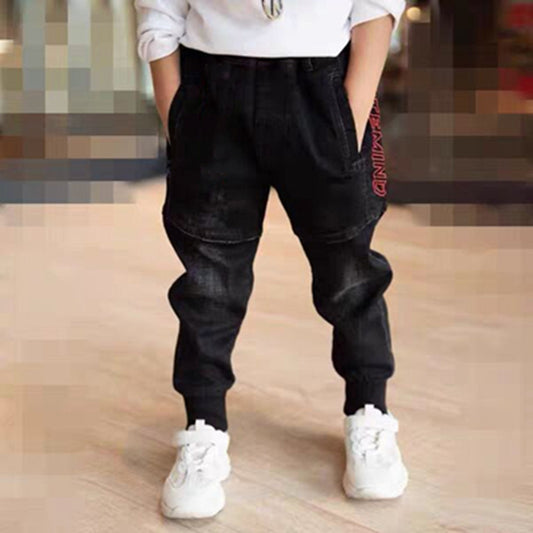 Kids Black Jeans Single Pants Spring And Autumn Boys Pants - KuzuSHOP