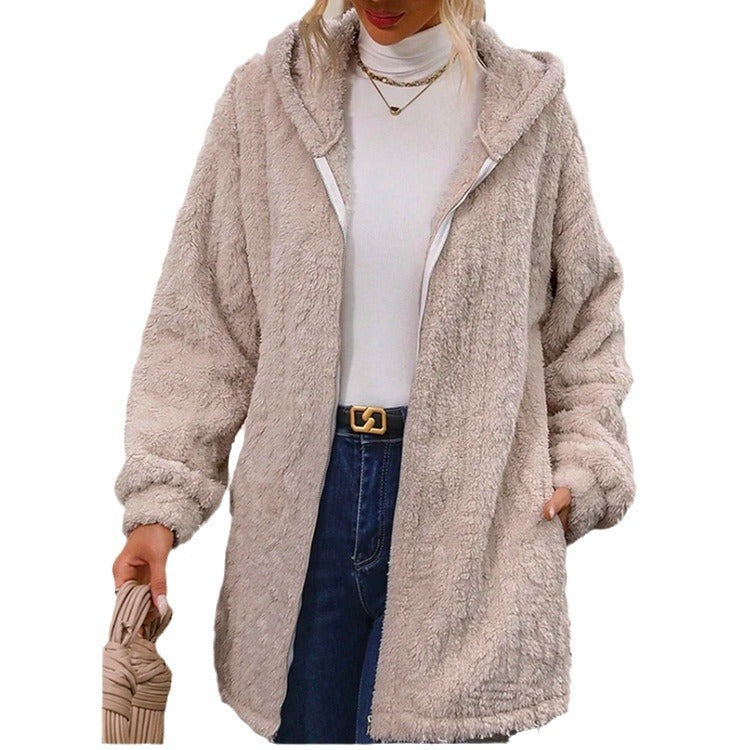 Hooded Long Sleeve Coat Top Women's Cardigan