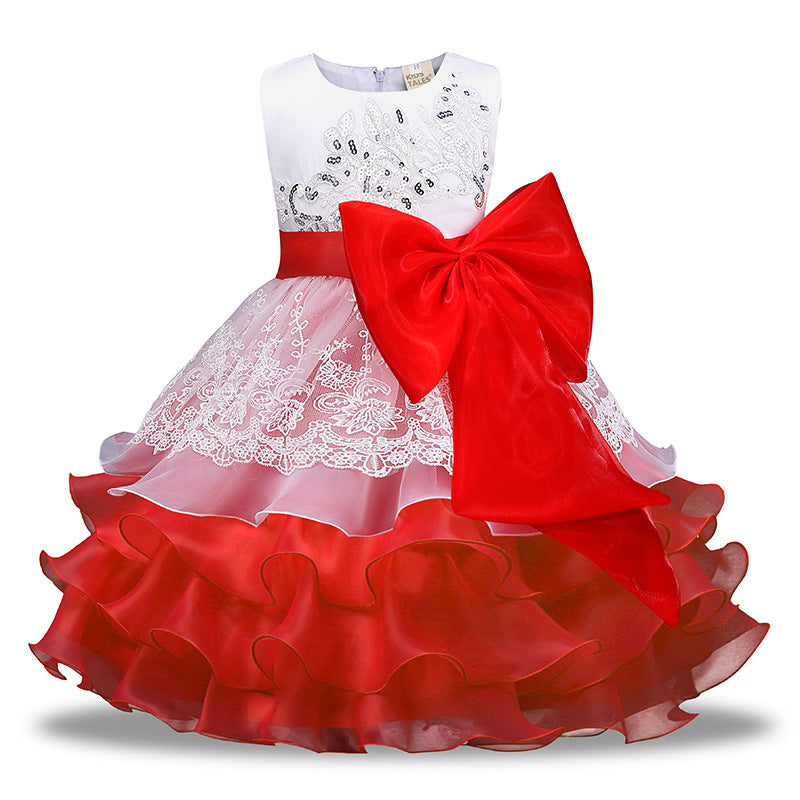 Girls' Sequined Dress Bow Kids Skirt - KuzuSHOP
