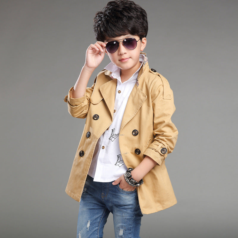 Boys' Mid-length Trend Casual Trench Coat - KuzuSHOP