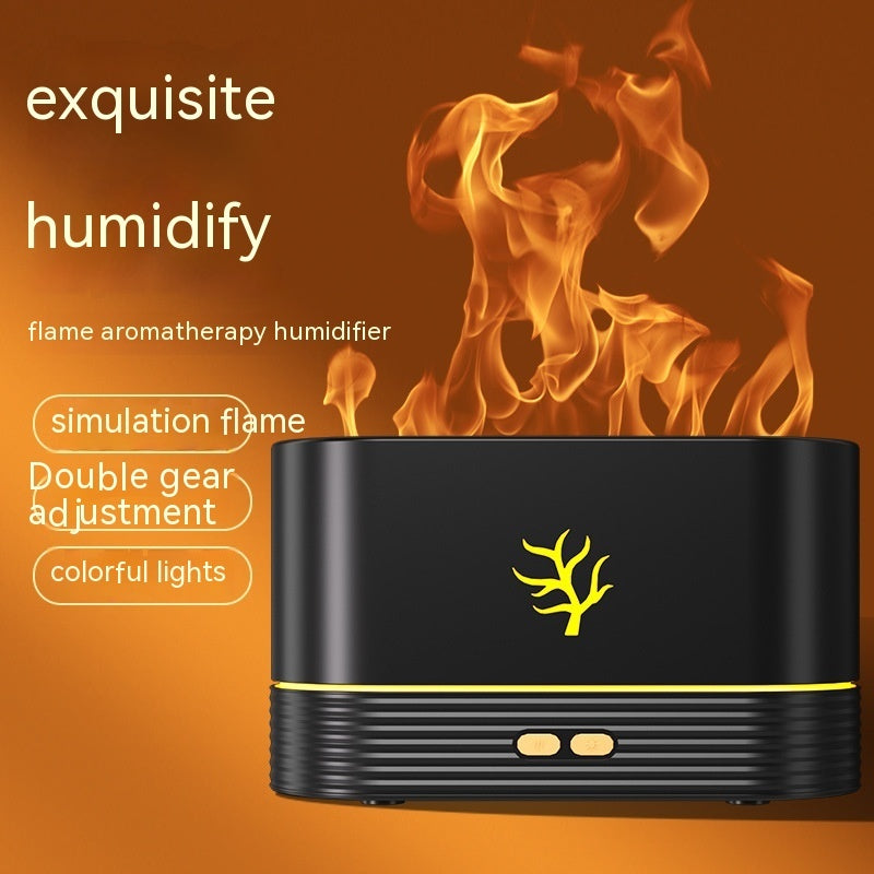 Flame Humidifier USB Smart Timing LED Electric Aroma Diffuser Simulation Fire Night Lamp Home Decor - KuzuSHOP