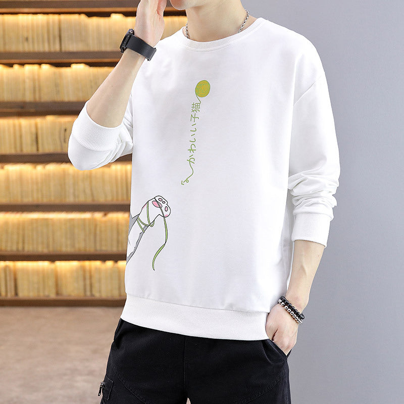 Round Neck Cartoon Printed Sweater Clothes Shirt - KuzuSHOP