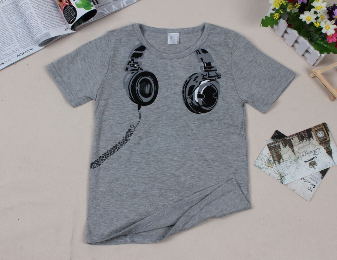 Children's Short-sleeved T-shirt With Earplugs Pattern - KuzuSHOP