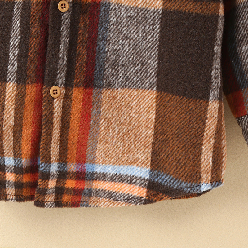 Girls Fashion Small Plaid Shirt Children's - KuzuSHOP