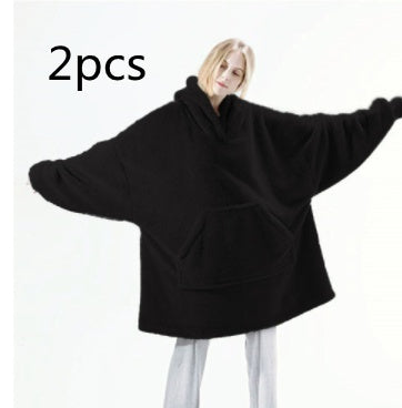 Hoodie Sweatshirt With Big Pocket Tops Sweater Comfortable Loose Double-Sided Fleece Thicker Wearable Blanket - KuzuSHOP