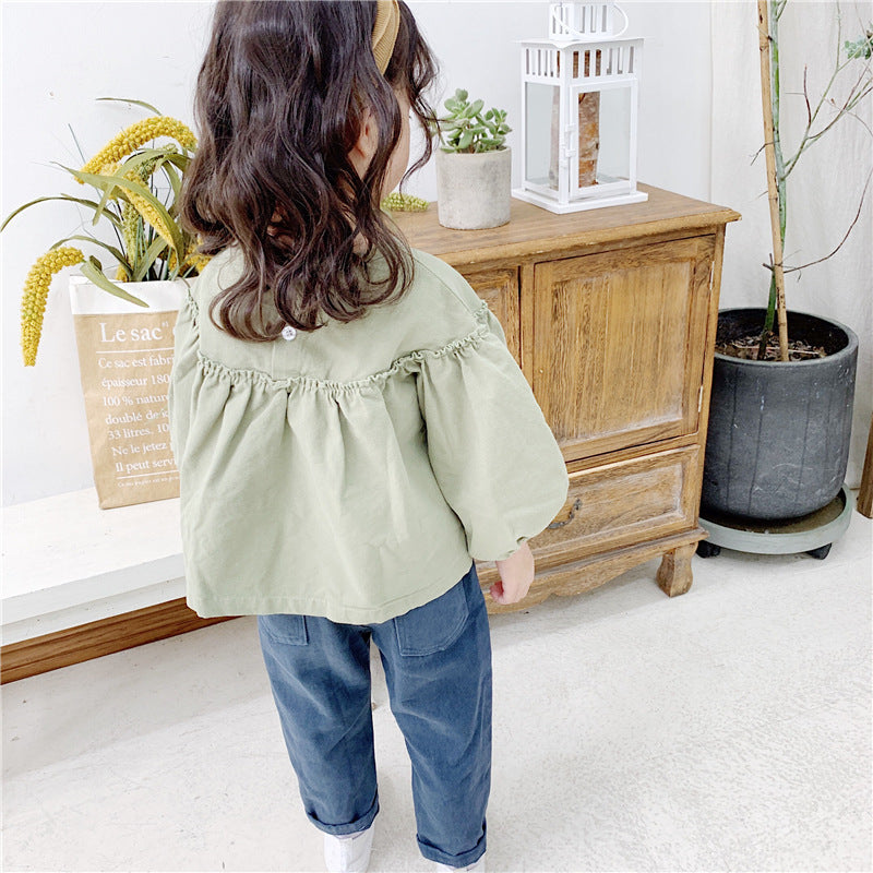 Girls' Korean Long Sleeve Doll Shirt - KuzuSHOP